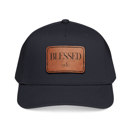 Blessed Leather Patch Baseball Cap — Mid Profile Embroidered Hat