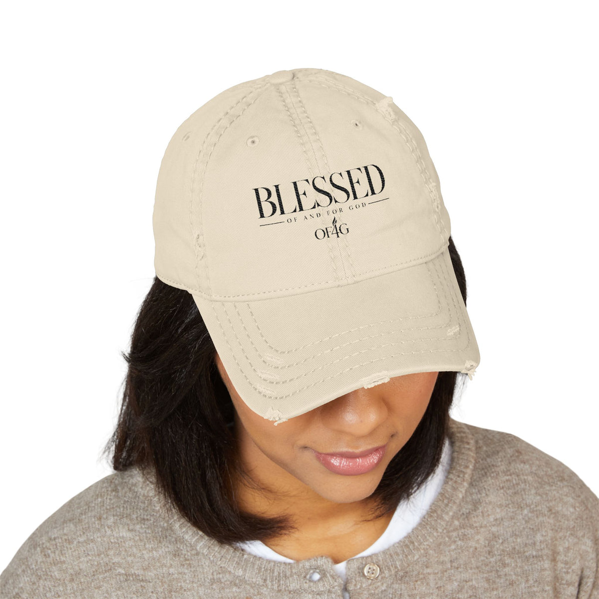 Blessed Distressed Hat (Embroidery)