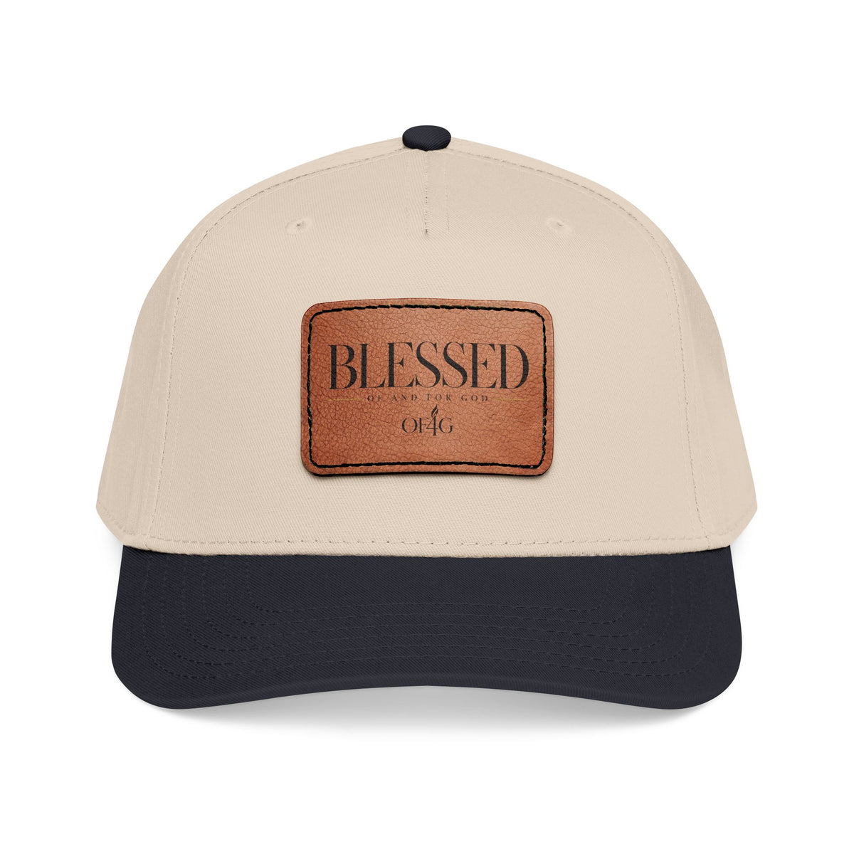 Blessed Leather Patch Baseball Cap — Mid Profile Embroidered Hat