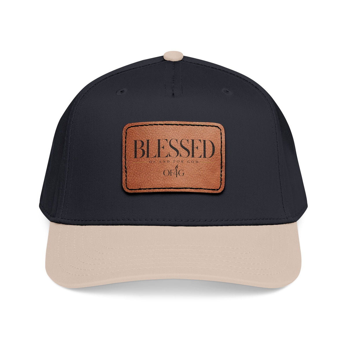 Blessed Leather Patch Baseball Cap — Mid Profile Embroidered Hat