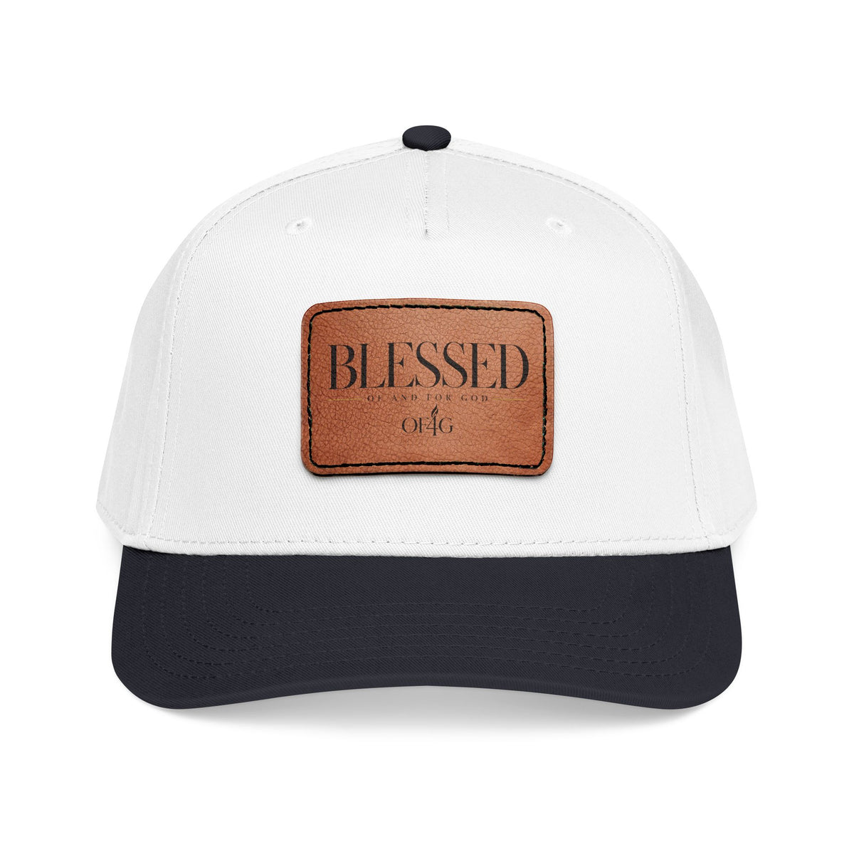 Blessed Leather Patch Baseball Cap — Mid Profile Embroidered Hat